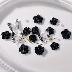 3D Camellia Butterfly Acrylic Nail Art Charms Resin Rhinestones Mixed Gems