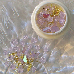 3D Camellia Butterfly Acrylic Nail Art Charms Resin Rhinestones Mixed Gems
