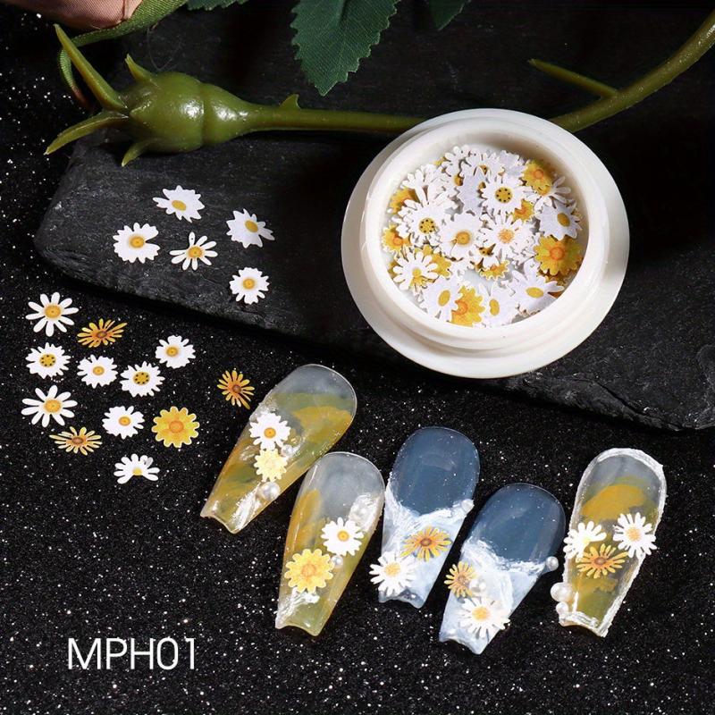 Wood Pulp Flower Charms for DIY Spring Nail Art Decoration