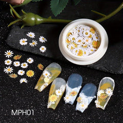 Wood Pulp Flower Charms for DIY Spring Nail Art Decoration