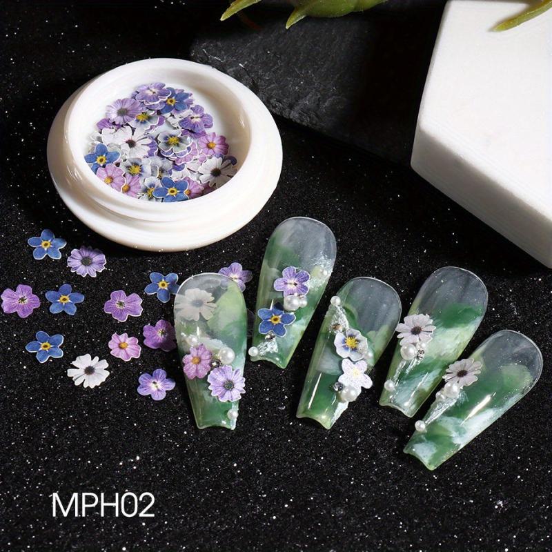 Wood Pulp Flower Charms for DIY Spring Nail Art Decoration