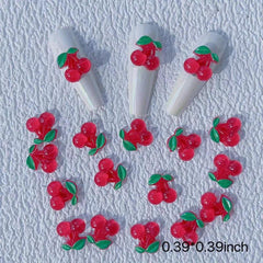 10 Pcs 3D Strawberries Nail Accessory Nail Charms For DIY