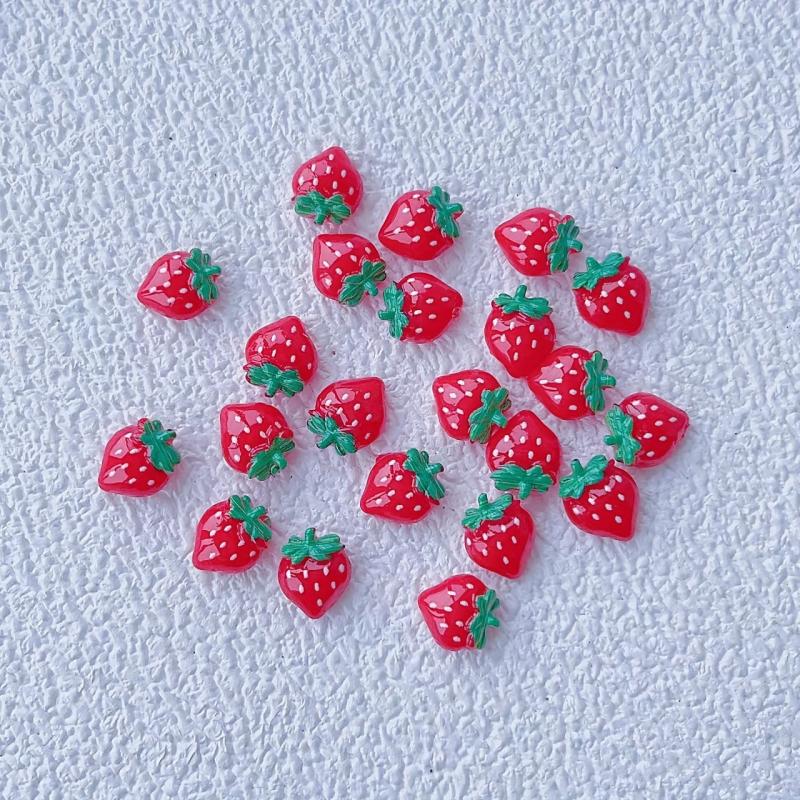 10 Pcs 3D Strawberries Nail Accessory Nail Charms For DIY