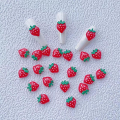 10 Pcs 3D Strawberries Nail Accessory Nail Charms For DIY