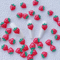 10 Pcs 3D Strawberries Nail Accessory Nail Charms For DIY