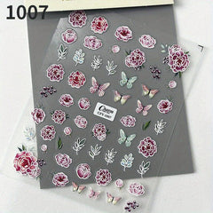 5D Embossed Rose Butterfly Nail Art Stickers Self Adhesive Nail Art Supplies