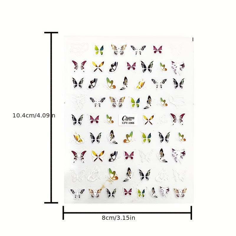 5D Embossed Rose Butterfly Nail Art Stickers Self Adhesive Nail Art Supplies