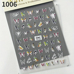 5D Embossed Rose Butterfly Nail Art Stickers Self Adhesive Nail Art Supplies