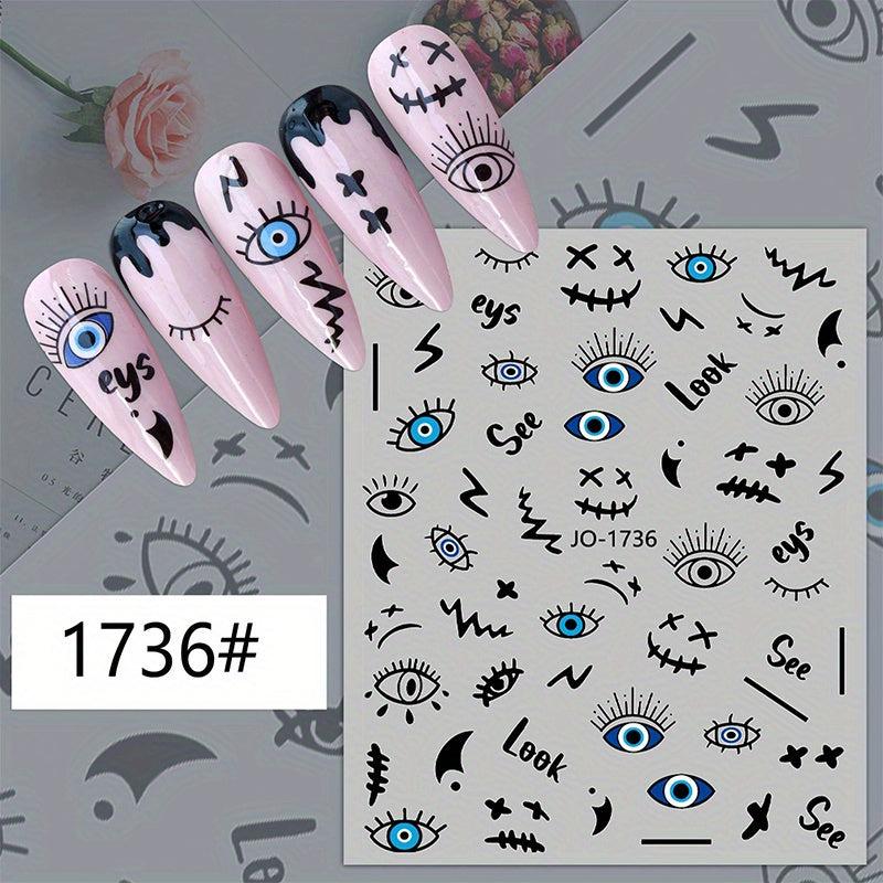 Evil Eye Nail Art Stickers Decals 3D Self Adhesive Witch Nail Decals