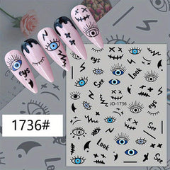 Evil Eye Nail Art Stickers Decals 3D Self Adhesive Witch Nail Decals