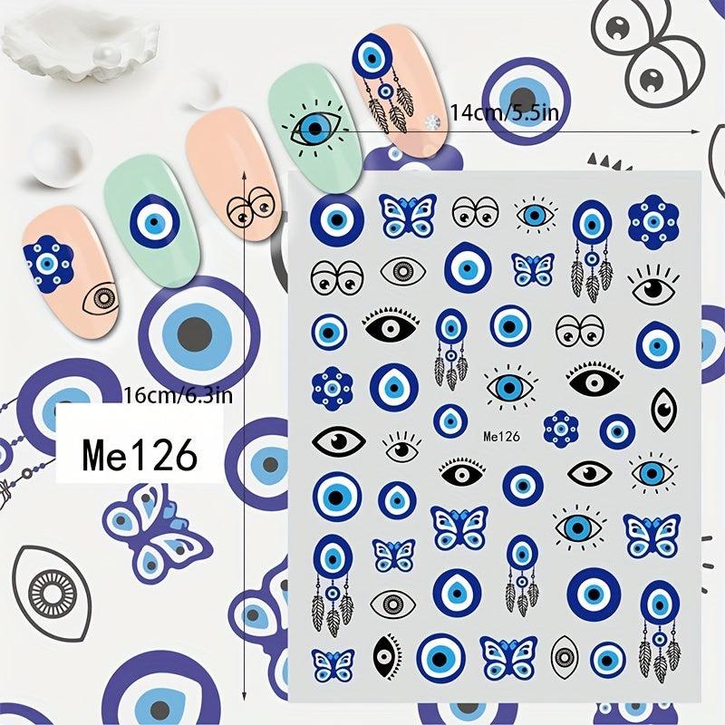 Evil Eye Nail Art Stickers Decals 3D Self Adhesive Witch Nail Decals
