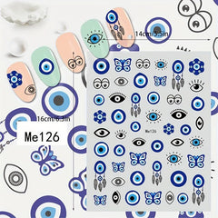 Evil Eye Nail Art Stickers Decals 3D Self Adhesive Witch Nail Decals