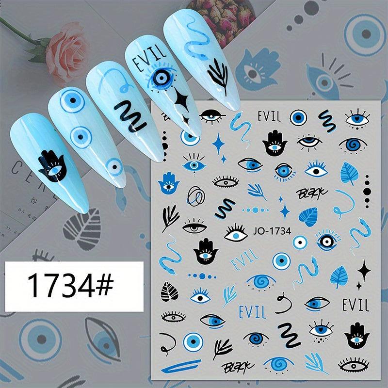 Evil Eye Nail Art Stickers Decals 3D Self Adhesive Witch Nail Decals