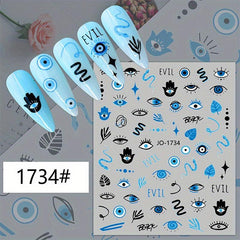 Evil Eye Nail Art Stickers Decals 3D Self Adhesive Witch Nail Decals