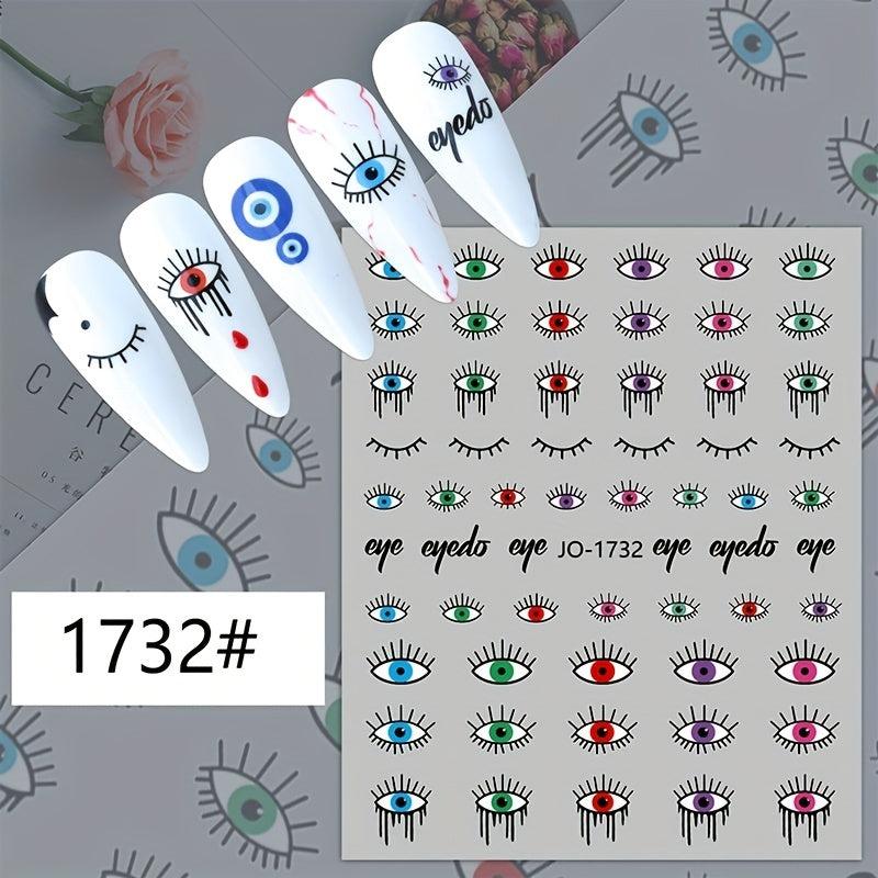 Evil Eye Nail Art Stickers Decals 3D Self Adhesive Witch Nail Decals