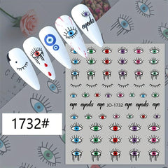 Evil Eye Nail Art Stickers Decals 3D Self Adhesive Witch Nail Decals