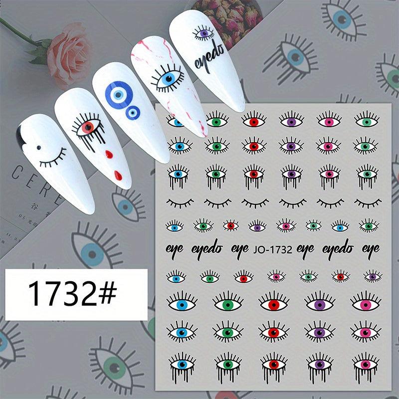 Evil Eye Nail Art Stickers Decals 3D Self Adhesive Witch Nail Decals