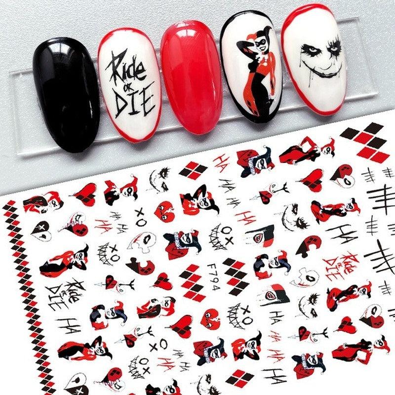 Halloween Nail Art Stickers Set - Pumpkin Spider Skull Ghost Nail Decals