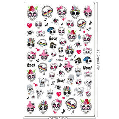 Halloween Nail Art Stickers Set - Pumpkin Spider Skull Ghost Nail Decals