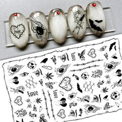Halloween Nail Art Stickers Set - Pumpkin Spider Skull Ghost Nail Decals