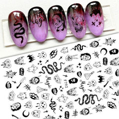 Halloween Nail Art Stickers Set - Pumpkin Spider Skull Ghost Nail Decals