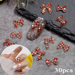30 pcs 3D Bowknot Nail Charm Ornament Mixed Type Nail Chessboard Bows