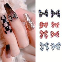30 pcs 3D Bowknot Nail Charm Ornament Mixed Type Nail Chessboard Bows