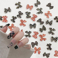 30 pcs 3D Bowknot Nail Charm Ornament Mixed Type Nail Chessboard Bows