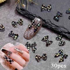 30 pcs 3D Bowknot Nail Charm Ornament Mixed Type Nail Chessboard Bows