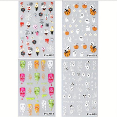 5D Halloween Nail Art Stickers Skull Ghost Jack Spider Nail Decals