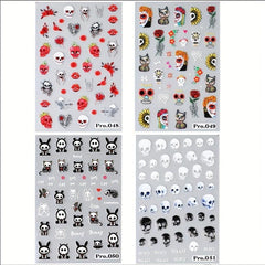 5D Halloween Nail Art Stickers Skull Ghost Jack Spider Nail Decals