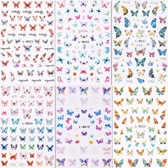 6Pcs Colorful Acrylic Nail Stickers 3D Butterfly Star Flower Letter Decals