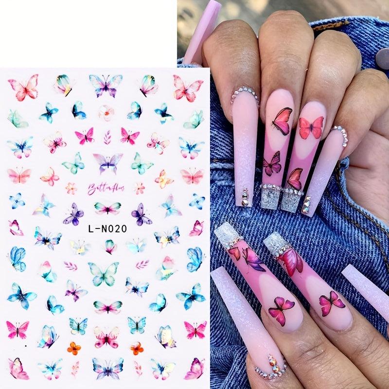 6Pcs Colorful Acrylic Nail Stickers 3D Butterfly Star Flower Letter Decals