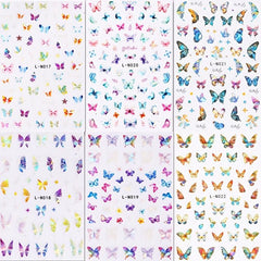 6Pcs Colorful Acrylic Nail Stickers 3D Butterfly Star Flower Letter Decals