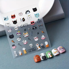 Cat Cat Paw Nail Art Stickers - Self Adhesive 5D Embossed Cartoon Decals