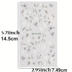 5D Embossed Pink Peach Blossom Nail Art Stickers for Manicure
