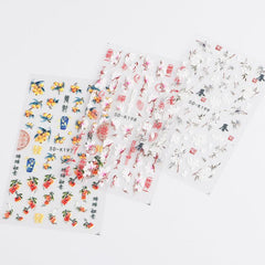 5D Embossed Pink Peach Blossom Nail Art Stickers for Manicure