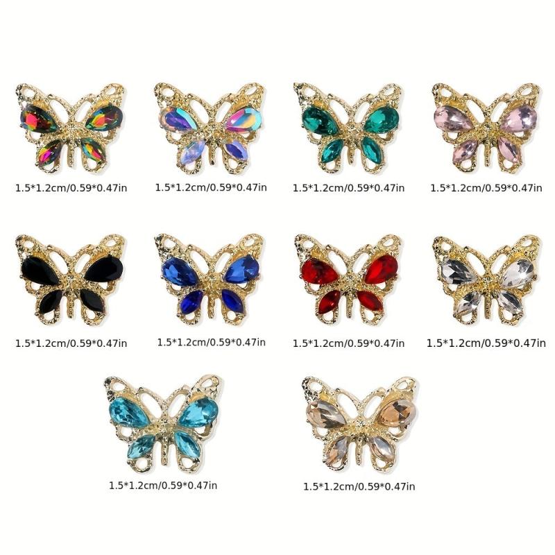 Colorful Crystal Butterfly Nail Charms For Acrylic Nails