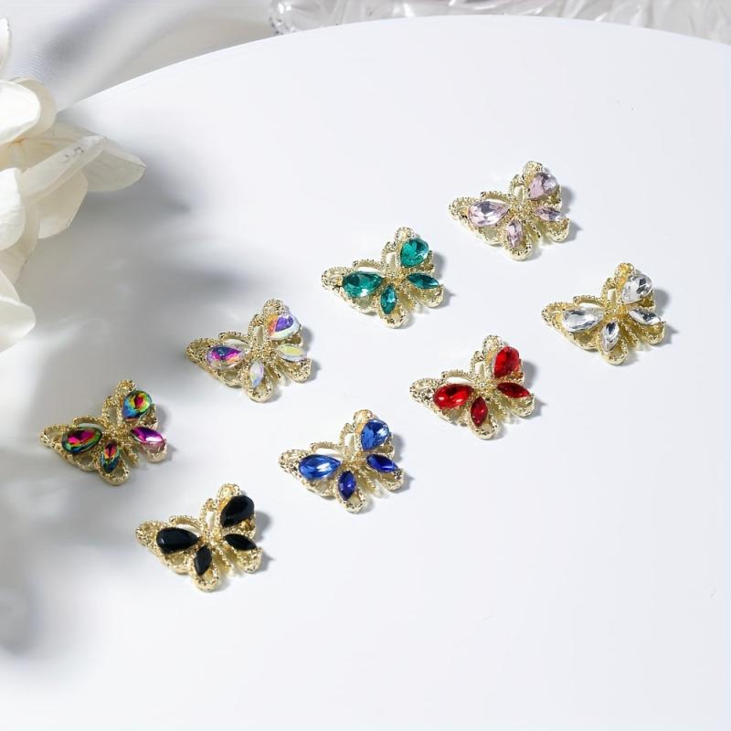 Colorful Crystal Butterfly Nail Charms For Acrylic Nails