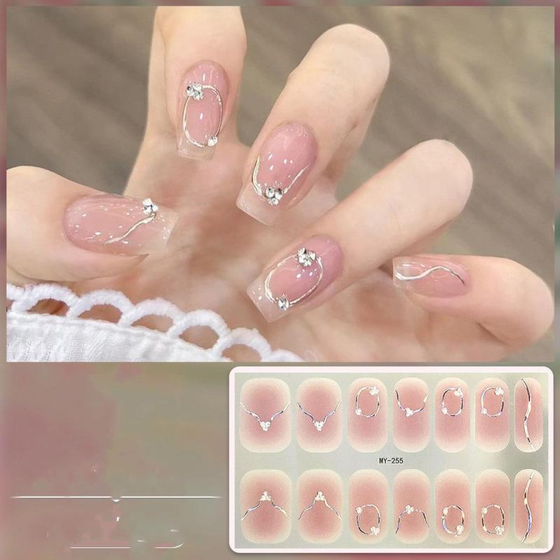 14pcs Colorful Flower Nail Art Stickers Gradient Nail Polish Strip