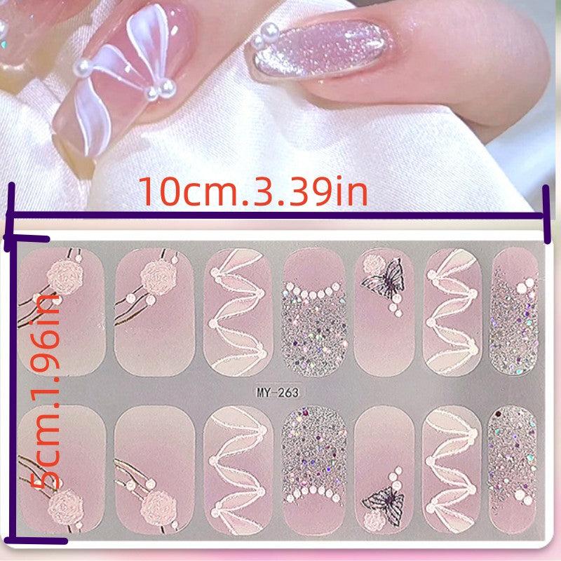 14pcs Colorful Flower Nail Art Stickers Gradient Nail Polish Strip