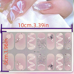 14pcs Colorful Flower Nail Art Stickers Gradient Nail Polish Strip