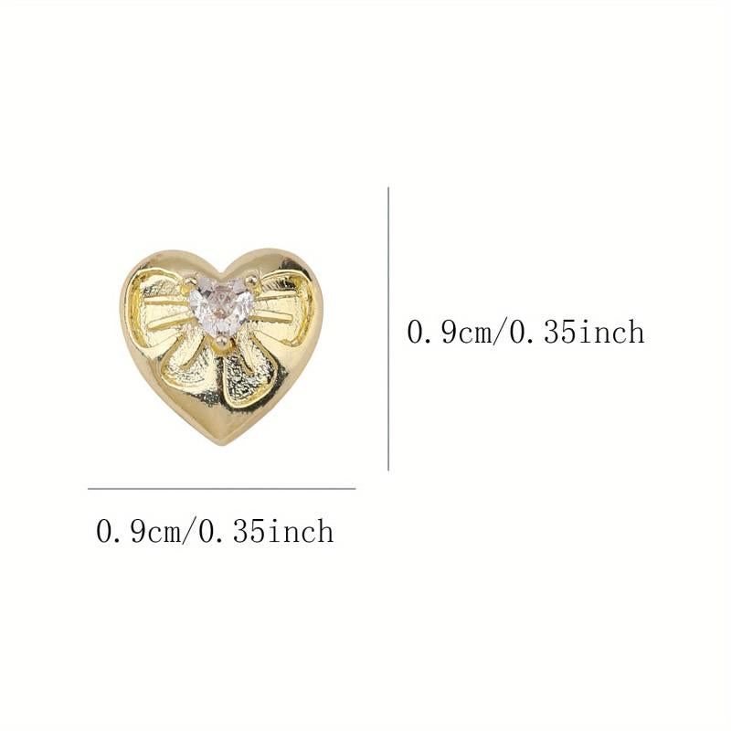 3D Silver Nail Art Charms Rhinestones Zircon Heart Shaped Nail Accessories