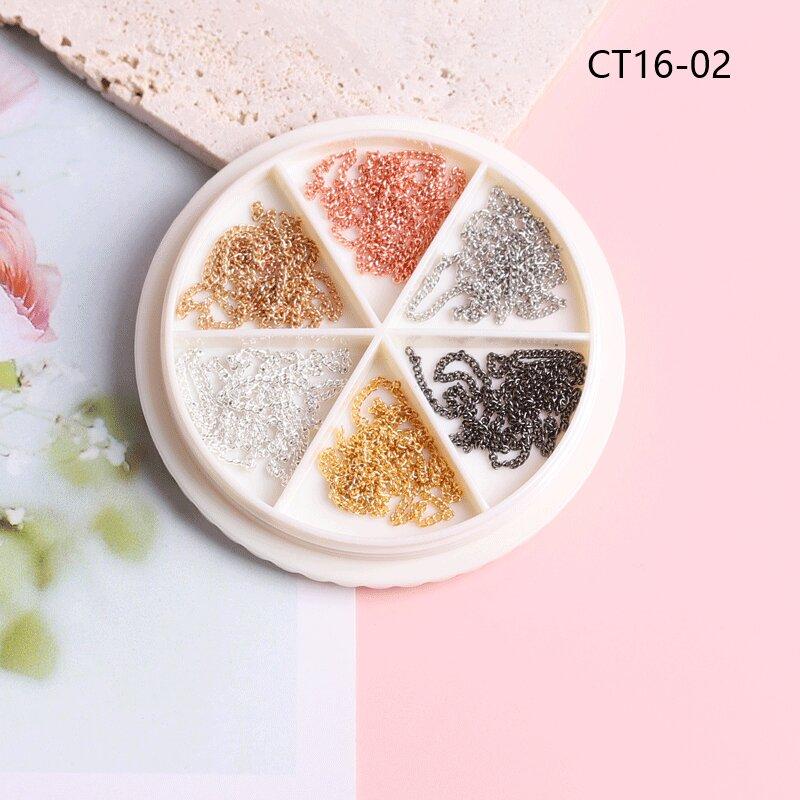 Metallic Thin Chain Nail Art Stickers Decals Line Pattern DIY Decoration