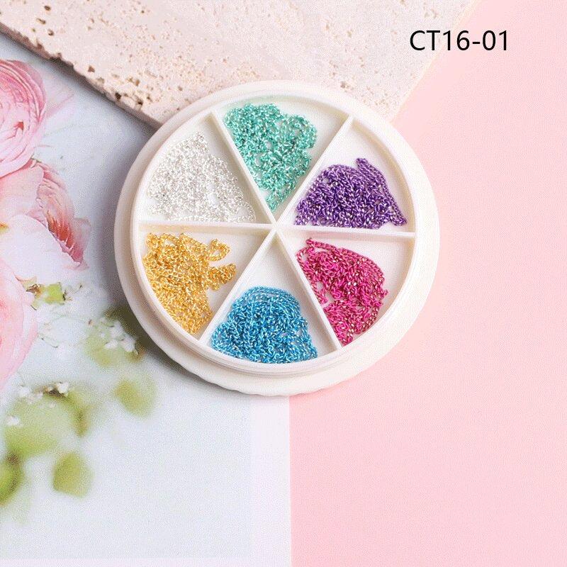 Metallic Thin Chain Nail Art Stickers Decals Line Pattern DIY Decoration