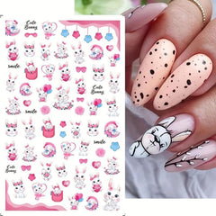 Easter Rabbit Nail Art Stickers Decals 3D Self Adhesive Accessories