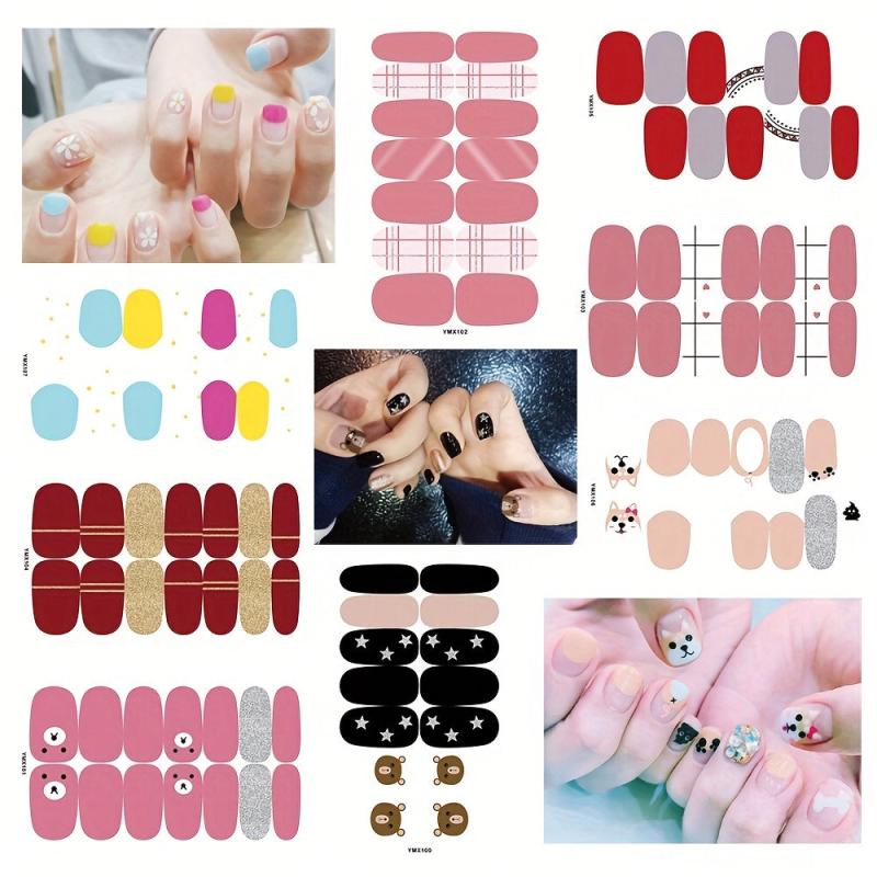 Colorful Nail Polish Stickers 8 Sheets Pack