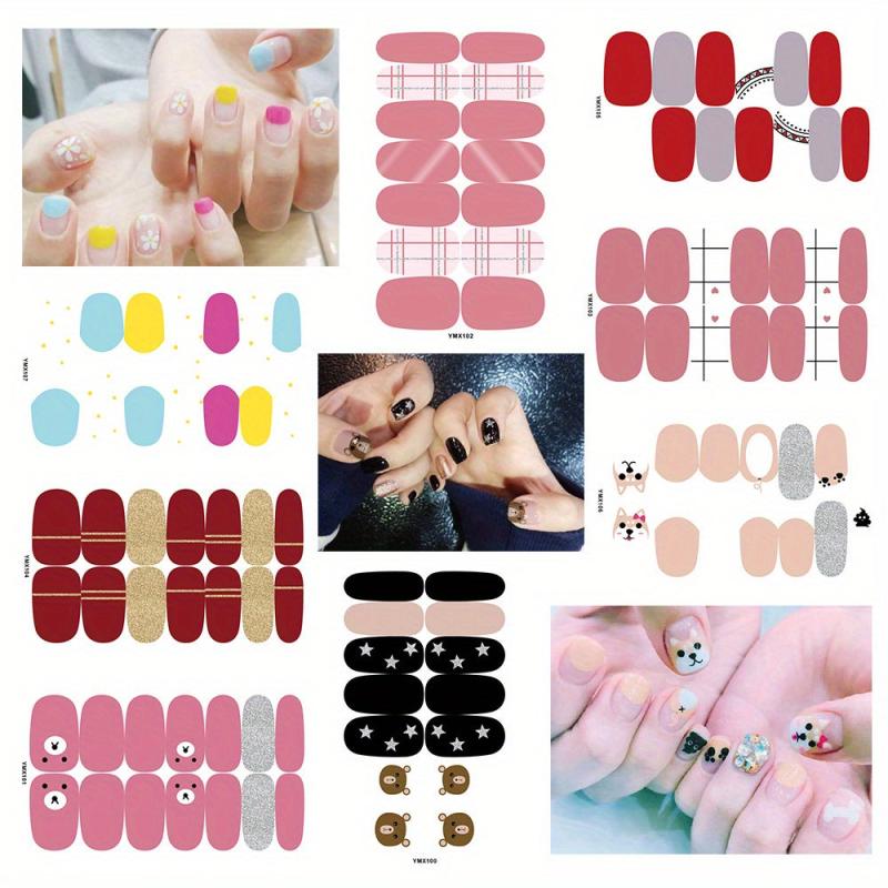 Colorful Nail Polish Stickers 8 Sheets Pack