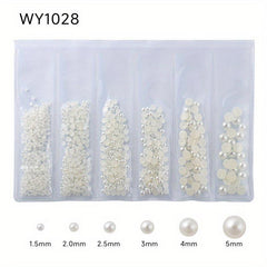 6 Grids 3D Nail Rhinestones Kit AB Crystal Rhinestones Nail Charms Diamonds