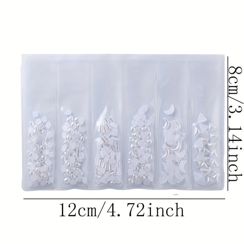 6 Grids 3D Nail Rhinestones Kit AB Crystal Rhinestones Nail Charms Diamonds